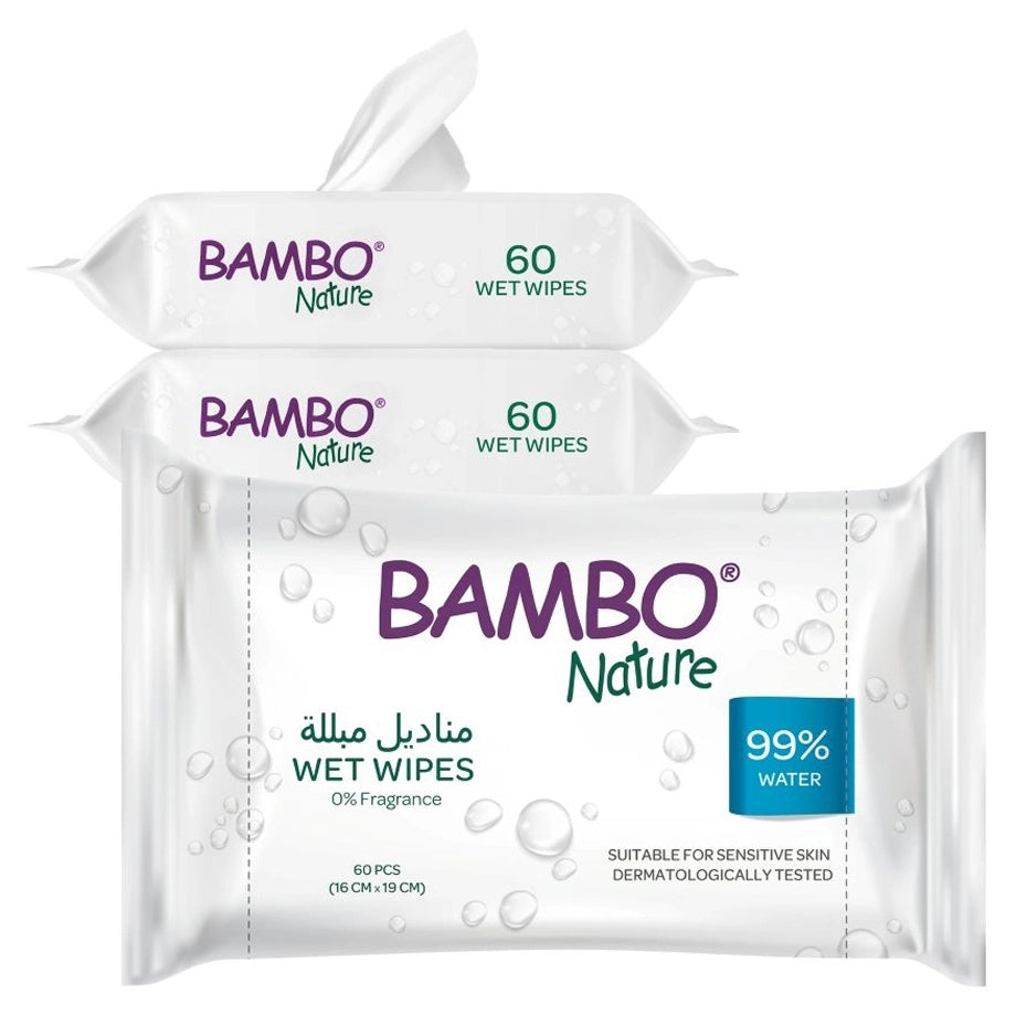 Bambo Nature Water Wipes Pack of 3 (180pcs)