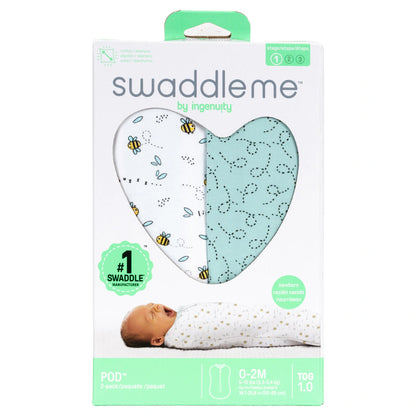 Ingenuity SwaddleMe Infant Swaddle Pod 2-Pack (Little Bees)