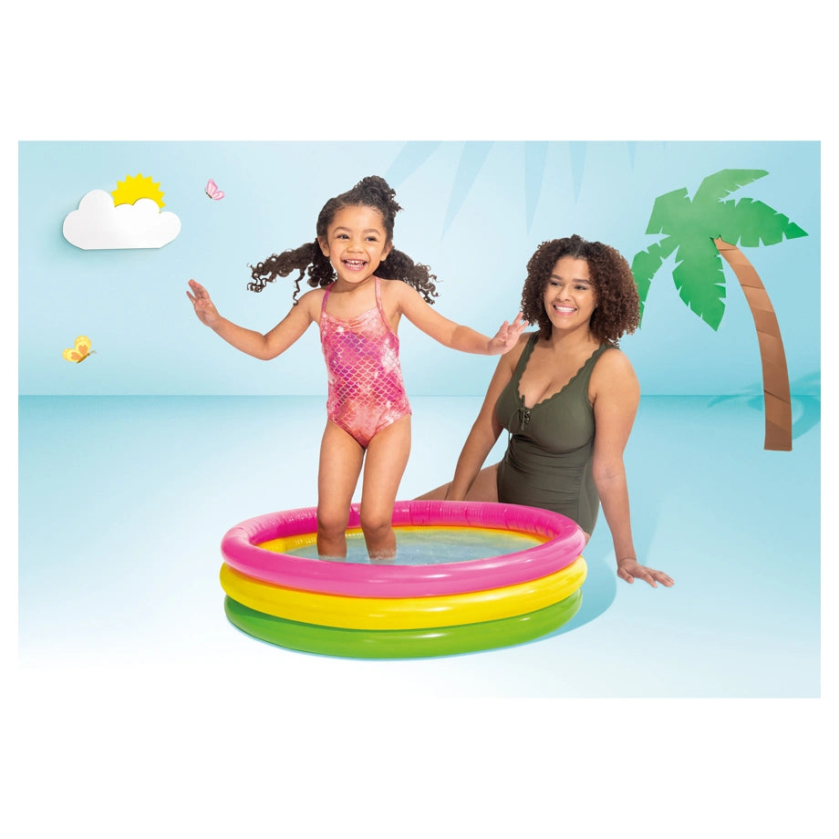 Intex Sunset Glow Baby Pool 3 Ring Inflatable Floor