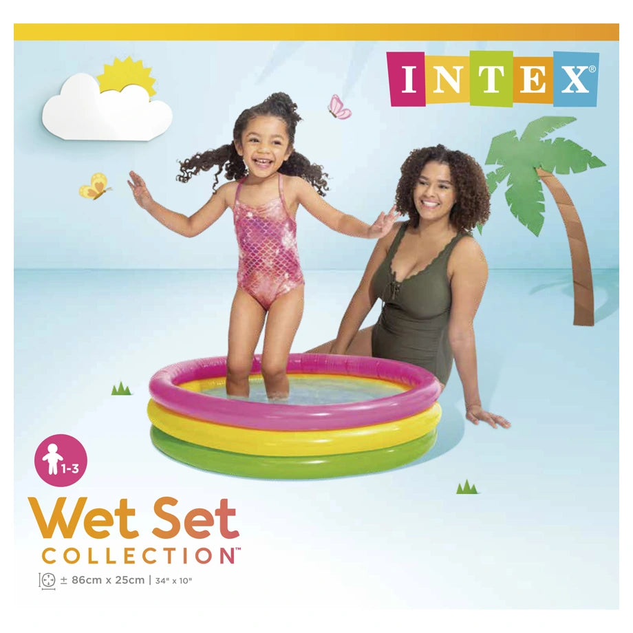 Intex Sunset Glow Baby Pool 3 Ring Inflatable Floor