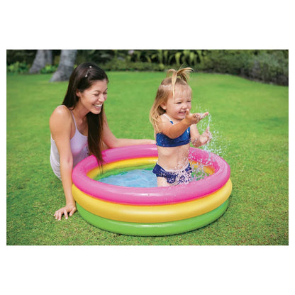 Intex Sunset Glow Baby Pool 3 Ring Inflatable Floor