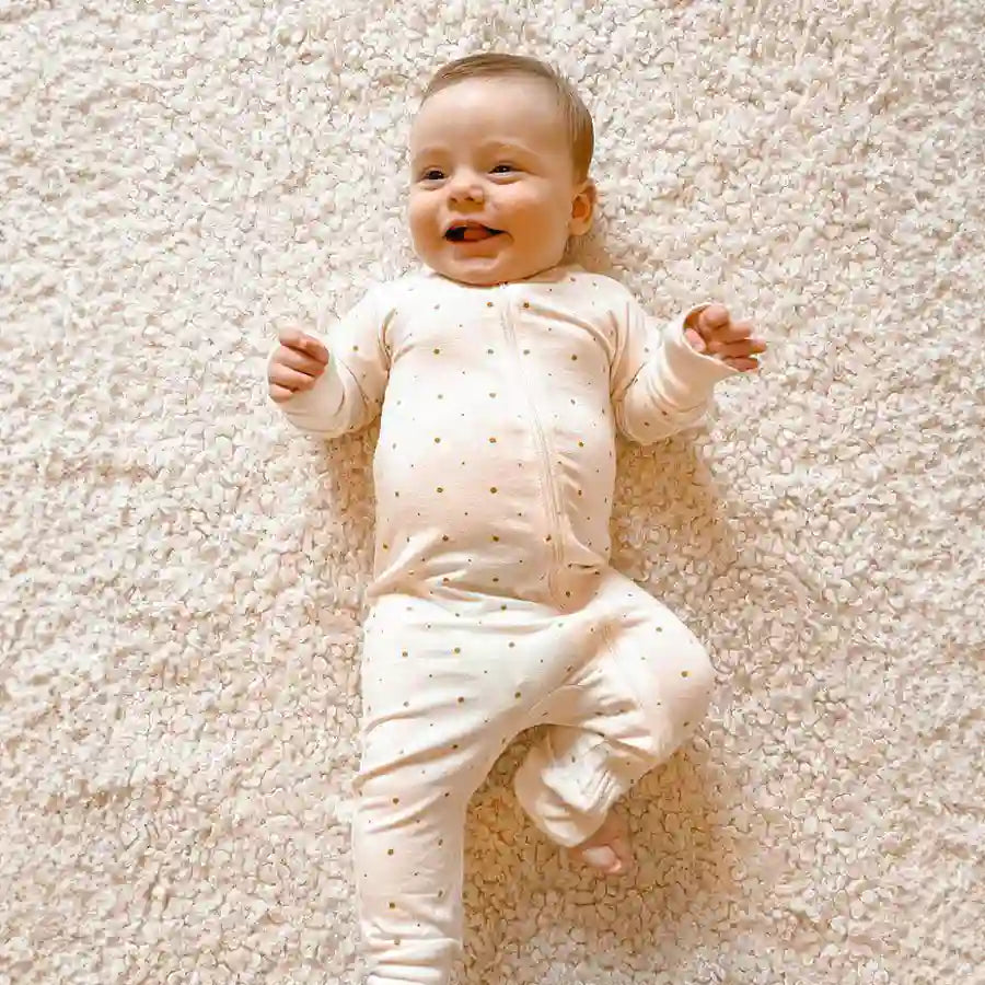 Elli Junior Bamboo Two Way Zip Pajamas Golden Dots Elli Junior Bamboo Two Way Zip Pajamas Golden Dots