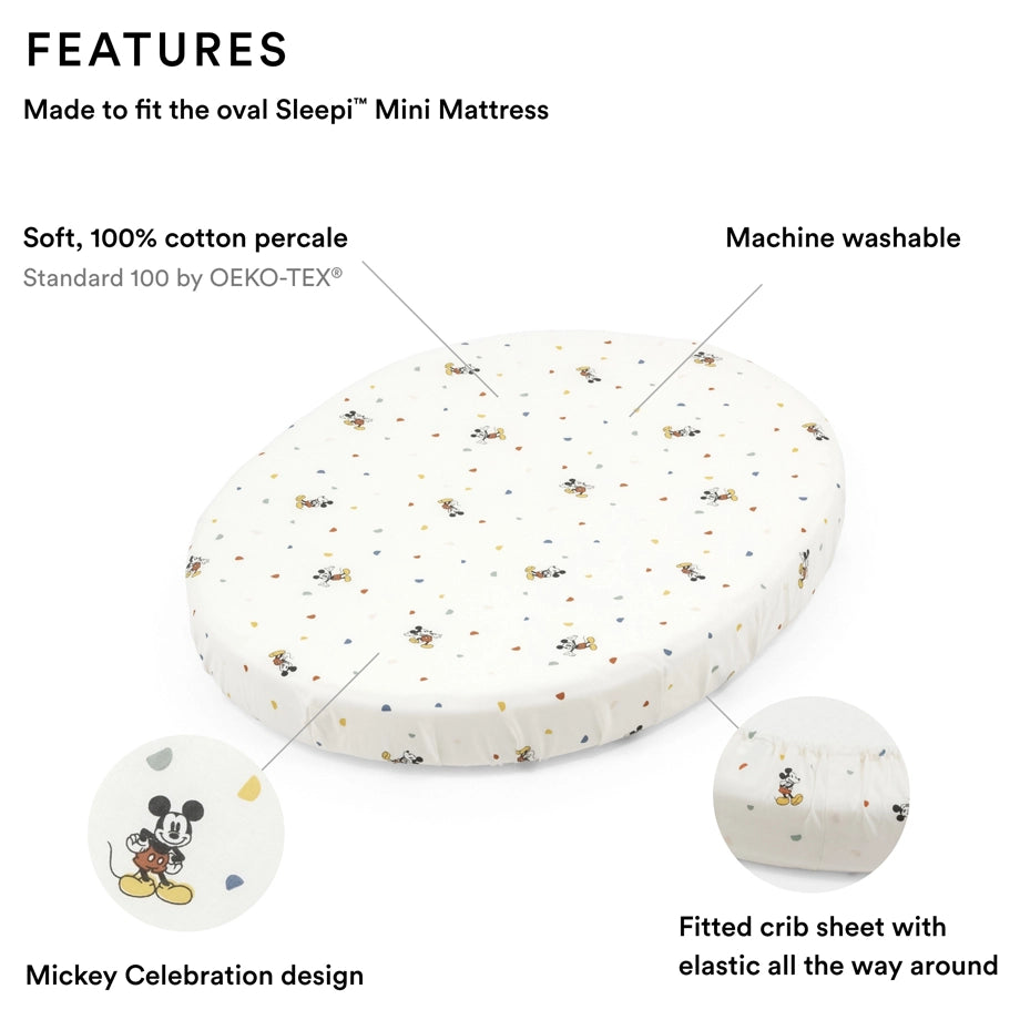 Stokke Sleepi Mini Fitted Sheet V3 (Mickey Celebration)