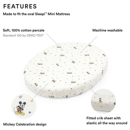 Stokke Sleepi Mini Fitted Sheet V3 (Mickey Celebration)