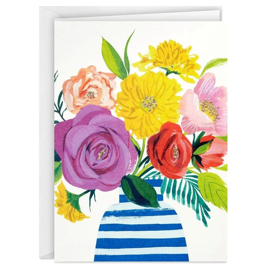Hallmark Floral Stripe Vase Blank Note Card