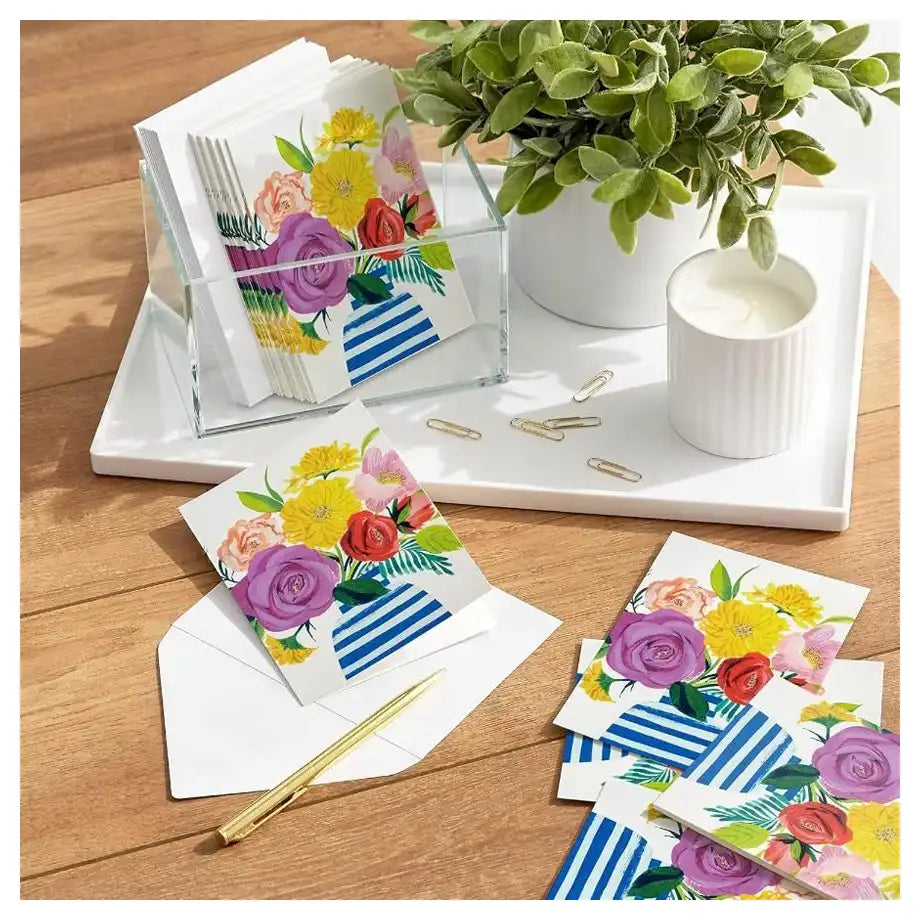 Hallmark Floral Stripe Vase Blank Note Card