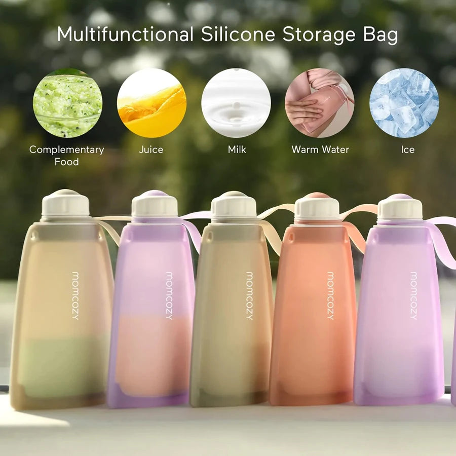 Momcozy Silicone Milk Storage Bags Purple+Grey (Pack of 2)