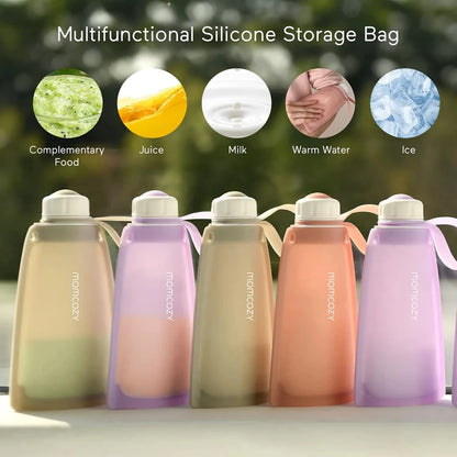 Momcozy Silicone Milk Storage Bags Purple+Grey (Pack of 2)