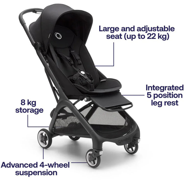 bugaboo butterfly complete black/midnight black Bugaboo Butterfly Stroller - Black/Midnight Black