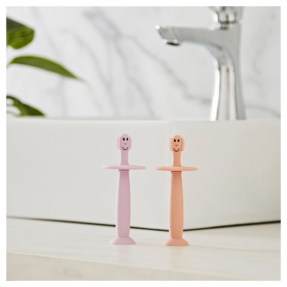 Matchstick Monkey Training Toothbrush With Stopper (Dusty Pink and Lilac) Matchstick Monkey Training Toothbrush With Stopper (Dusty Pink and Lilac)
