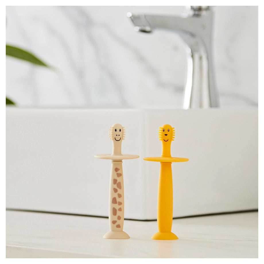 Matchstick Monkey Training Toothbrush With Stopper Lion and Giraffe Matchstick Monkey Training Toothbrush With Stopper Lion and Giraffe