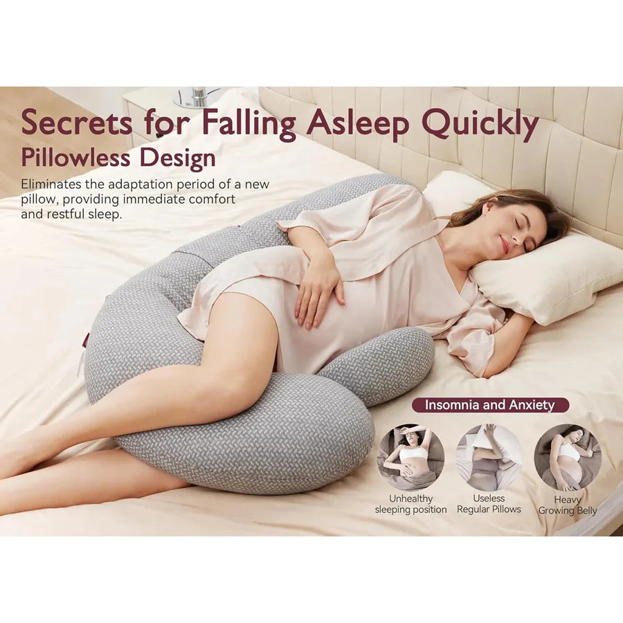 Momcozy F Shape Pregenent Pillow with Air Layer Cover