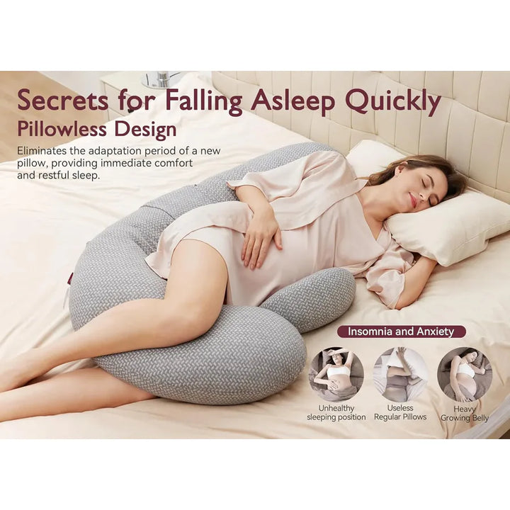 Momcozy F Shape Pregenent Pillow with Air Layer Cover