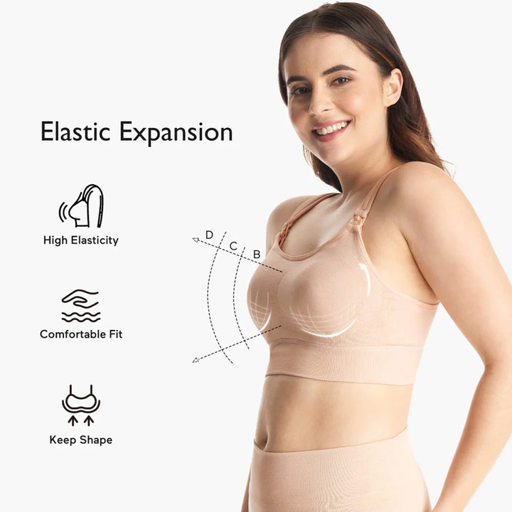 Momcozy All-in-One Super Flexible Pumping Bra - Medium (Beige)