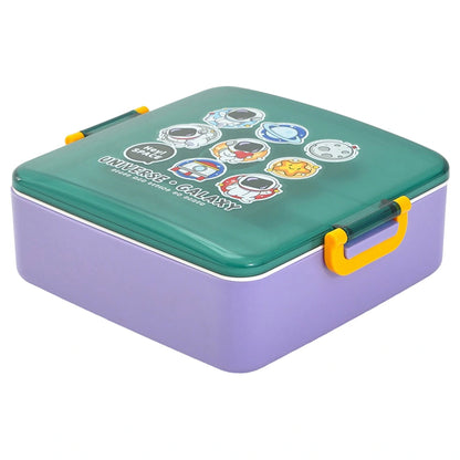 Babyhug Lunch Box Set, Universe and Galaxy Theme (Purple and Green)