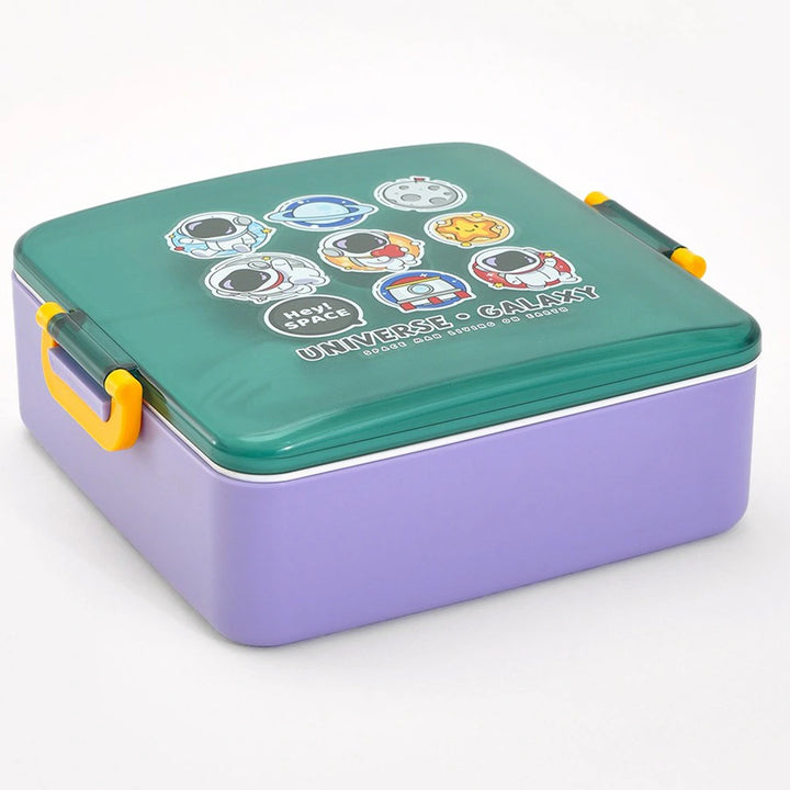 Babyhug Lunch Box Set, Universe and Galaxy Theme (Purple and Green)