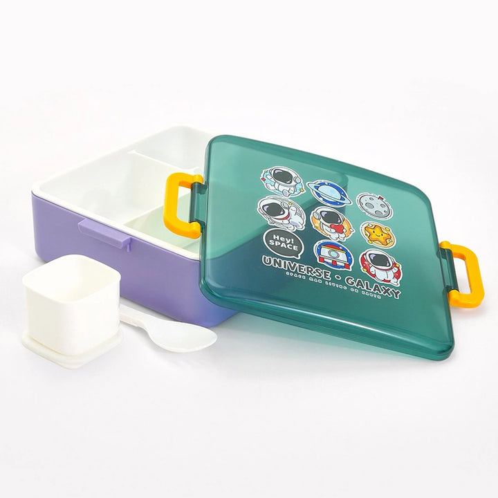 Babyhug Lunch Box Set, Universe and Galaxy Theme (Purple and Green)