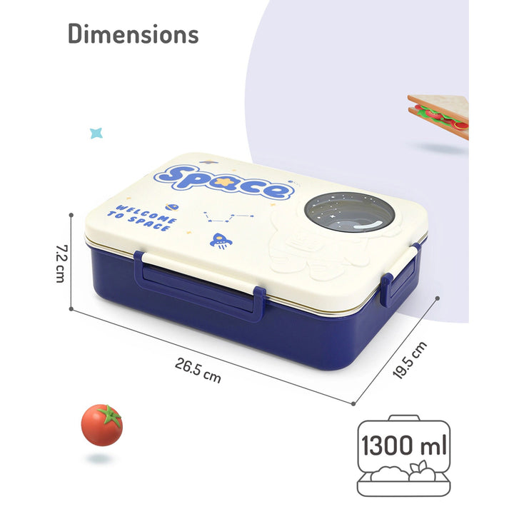 Bonfino Lunch Box Leak-Resistant Seal Space (White and Blue)