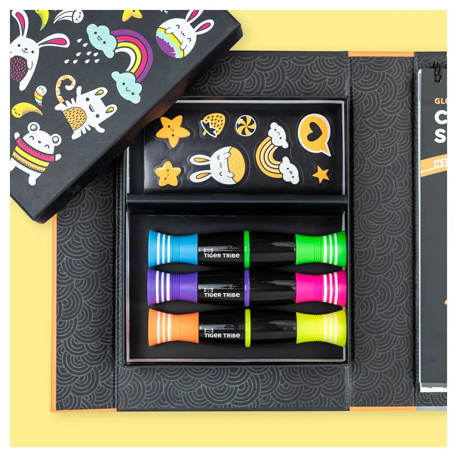 Tiger Tribe Glow Friends Neon Colouring Set