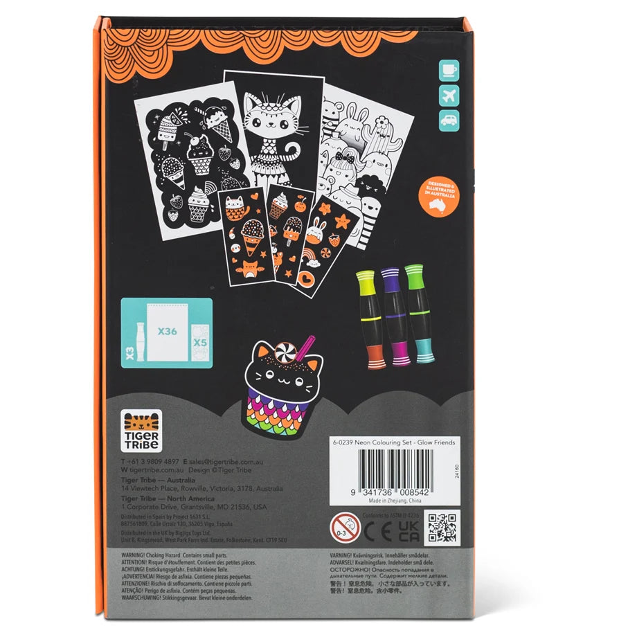 Tiger Tribe Glow Friends Neon Colouring Set