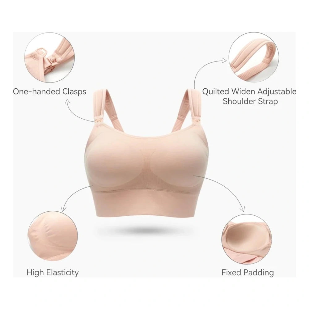 Momcozy All-in-One Super Flexible Pumping & Nursing Bra (Small) - Beige