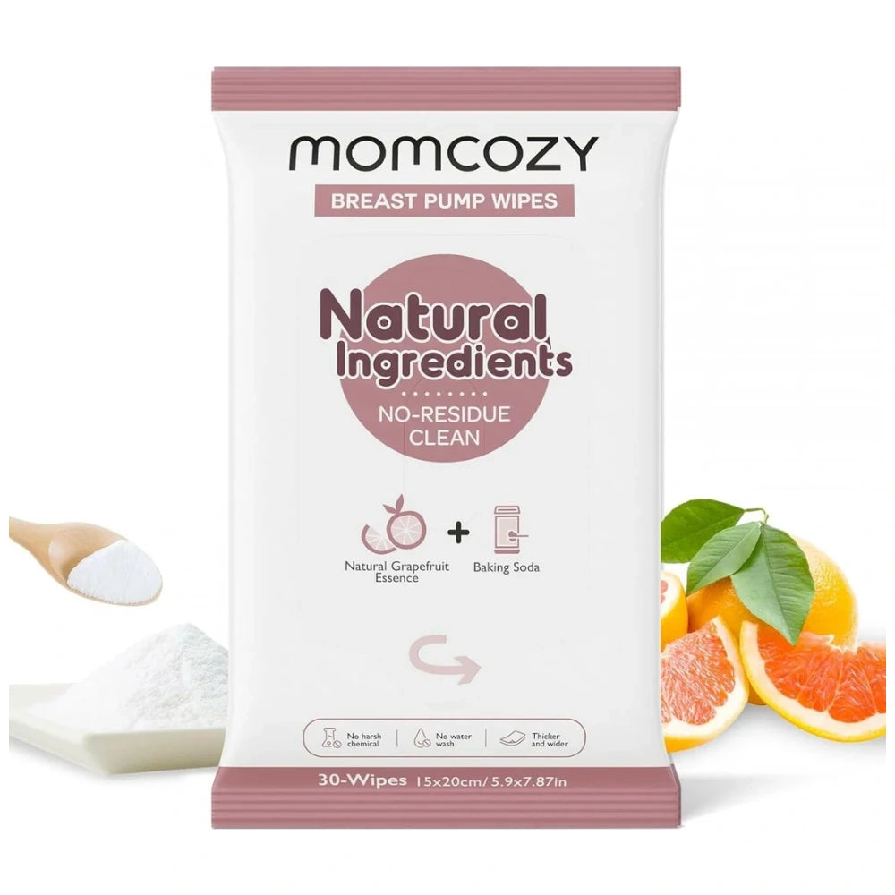 Momcozy Natural Breast Pump Wipes for On-the-Go Part Cleaning (30 Count)