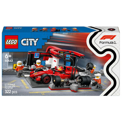 Lego City F1 Pit Stop & Pit Crew With Ferrari Car Racing Vehicle Toy