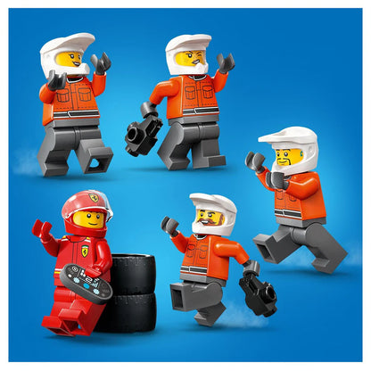 LEGO City F1 Pit Stop & Pit Crew With Ferrari Car Racing Vehicle Toy