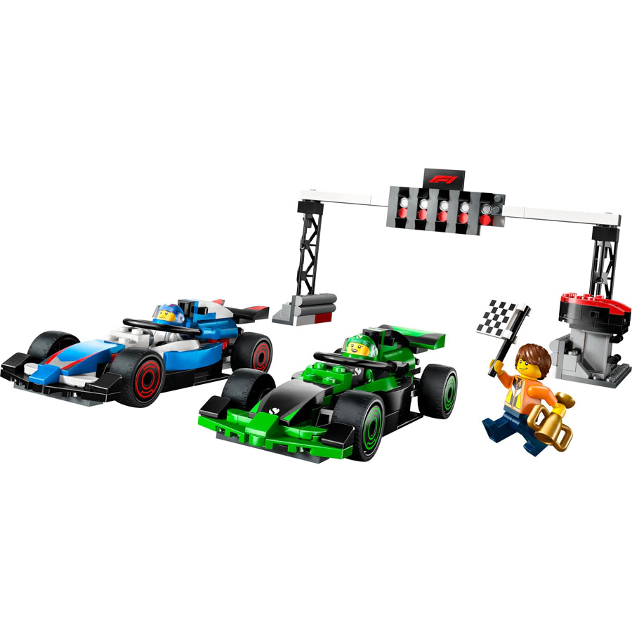 شبكة ليغو فورمولا 1 مع سيارات سباق VCARB وSauber شبكة ليغو فورمولا 1 مع سيارات سباق VCARB وSauber