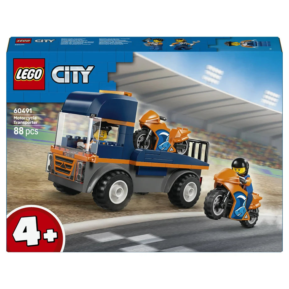 LEGO City Motorcycle Transporter 60491 Building Toy Set (88 Pieces)
