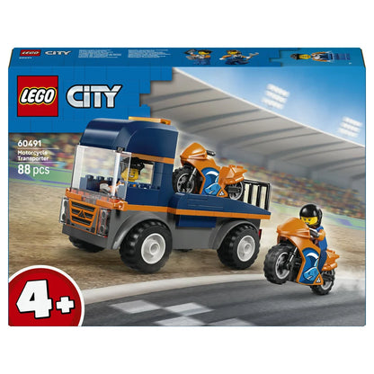 LEGO City Motorcycle Transporter 60491 Building Toy Set (88 Pieces)
