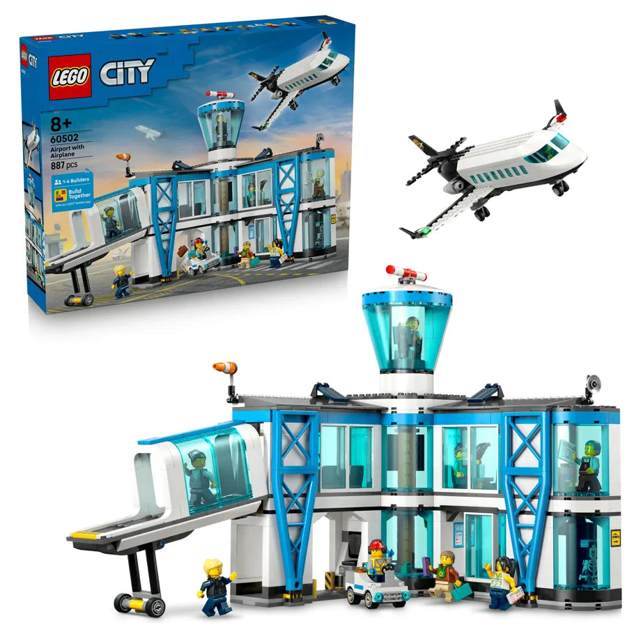 LEGO City Airport with Airplane 60502 Building Toy Set (887 Pieces)
