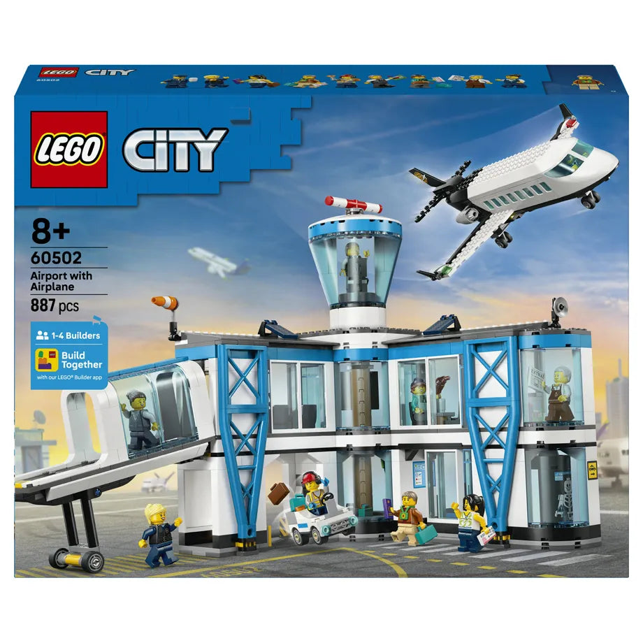 LEGO City Airport with Airplane 60502 Building Toy Set (887 Pieces)