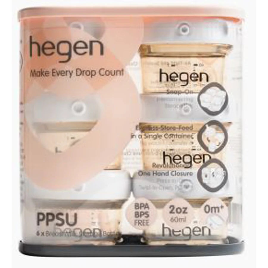 Hegen PCTO 60ml/2oz لتخزين حليب الثدي PPSU (عبوة من 6 قطع) Hegen PCTO 60ml/2oz لتخزين حليب الثدي PPSU (عبوة من 6 قطع)