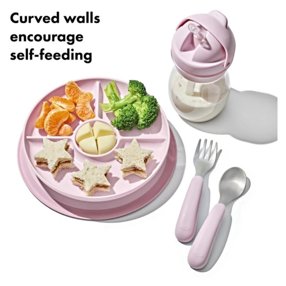 OXO TOT Stick & Stay Suction Divided Plate (Blossom)