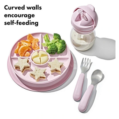 OXO TOT Stick & Stay Suction Divided Plate (Blossom)