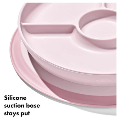 OXO TOT Stick & Stay Suction Divided Plate (Blossom)