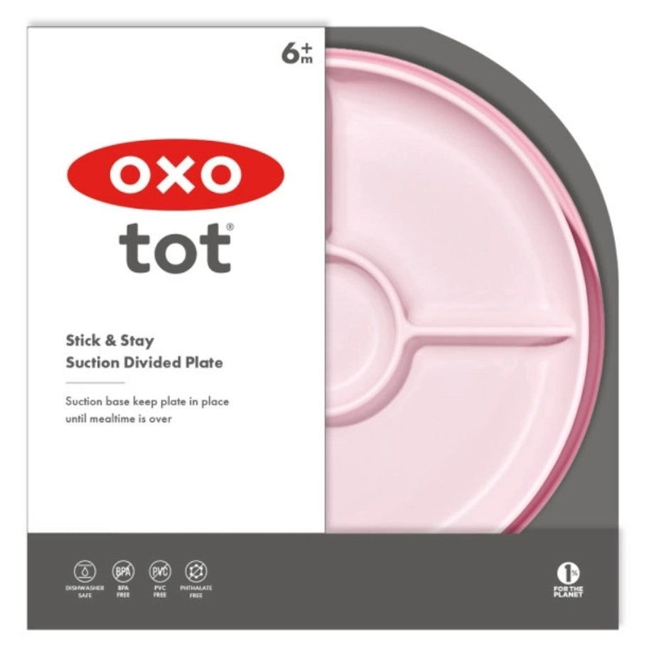 OXO TOT Stick & Stay Suction Divided Plate (Blossom)