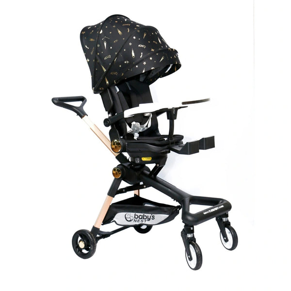 Baby's Nest 2 in 1 Stroller (Black with Gold)