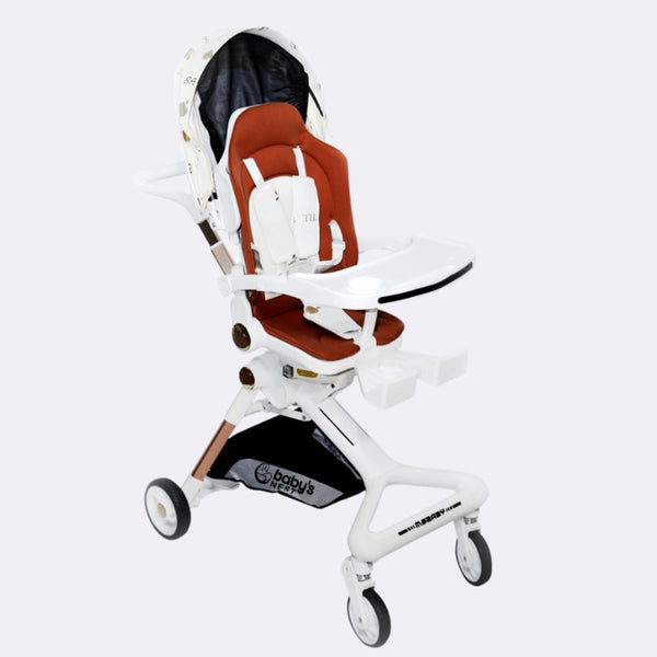 Baby's Nest 2 in 1 Stroller (White With Multicolor)