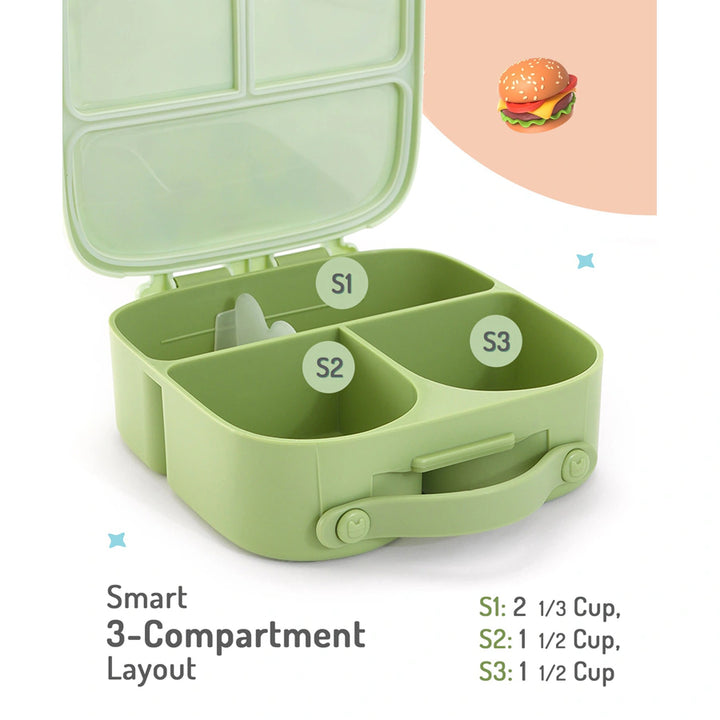 Bonfino Lunch Box Leak-Resistant Seal Animal (Green)
