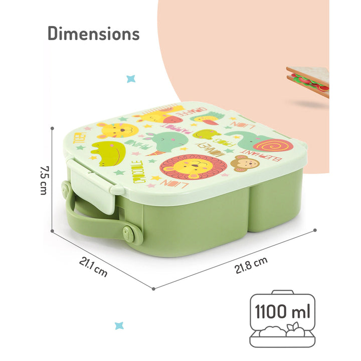 Bonfino Lunch Box Leak-Resistant Seal Animal (Green)