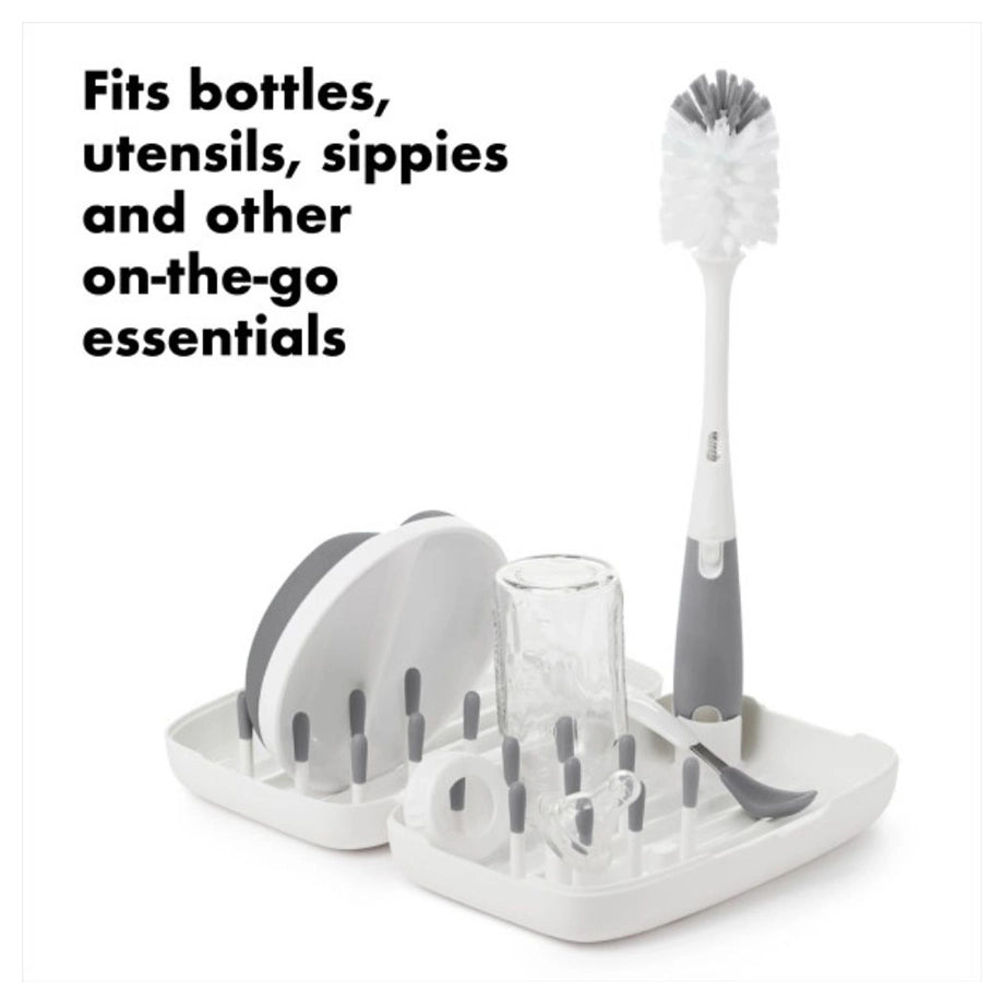 OXO TOT On the Go Drying Rack with Bottle Brush (Gray)
