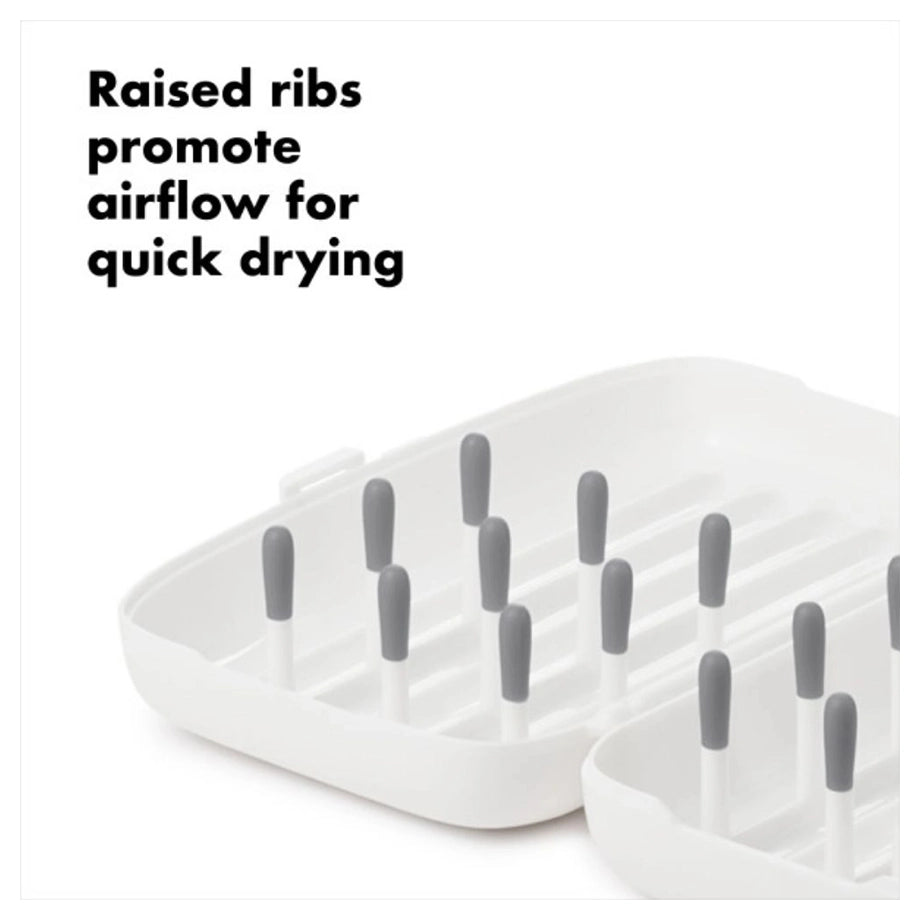 OXO TOT On the Go Drying Rack with Bottle Brush (Gray)