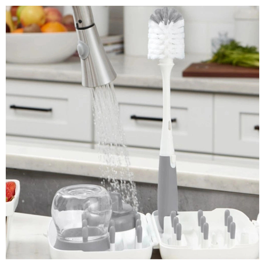 OXO TOT On the Go Drying Rack with Bottle Brush (Gray)