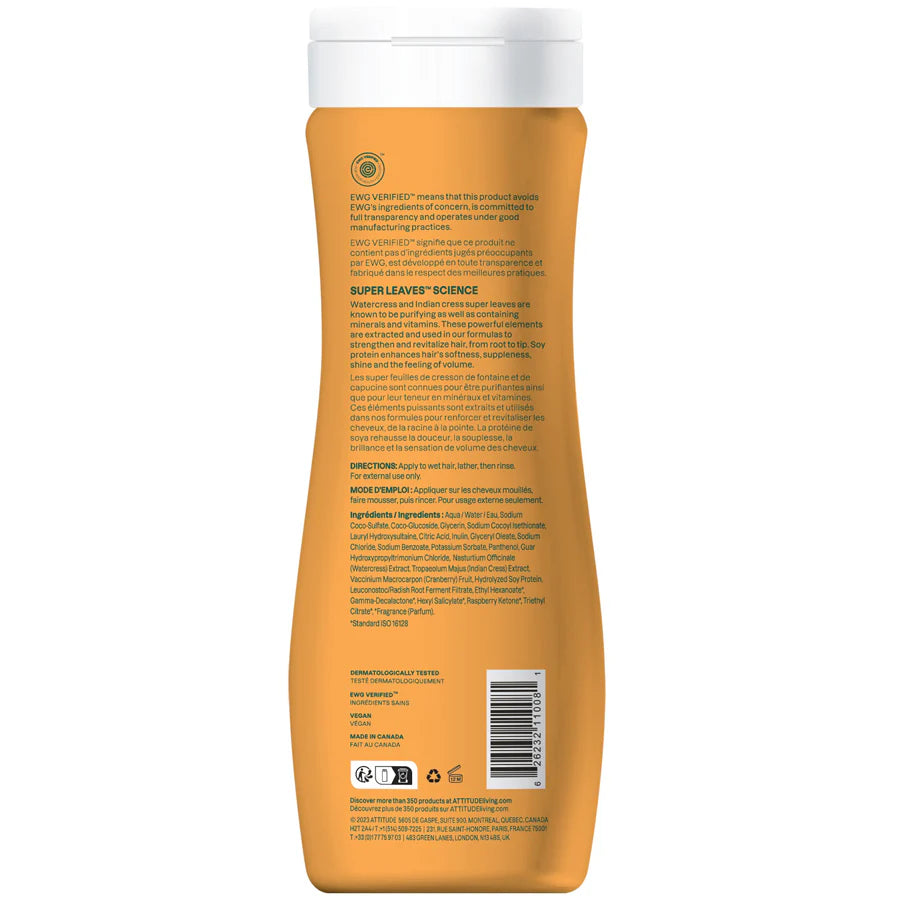 Attitude Super Leaves Volume & Shine Shampoo, Soy Protein and Cranberries 473ml