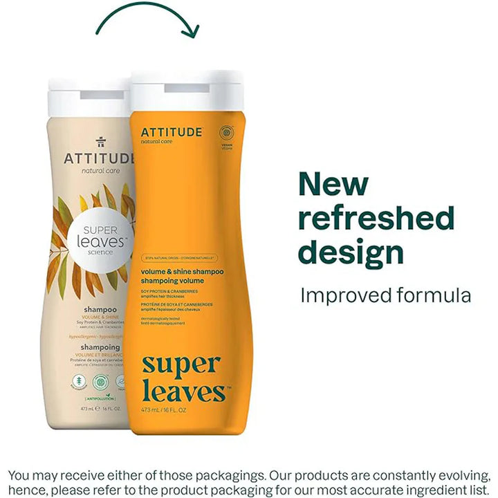Attitude Super Leaves Volume & Shine Shampoo, Soy Protein and Cranberries 473ml