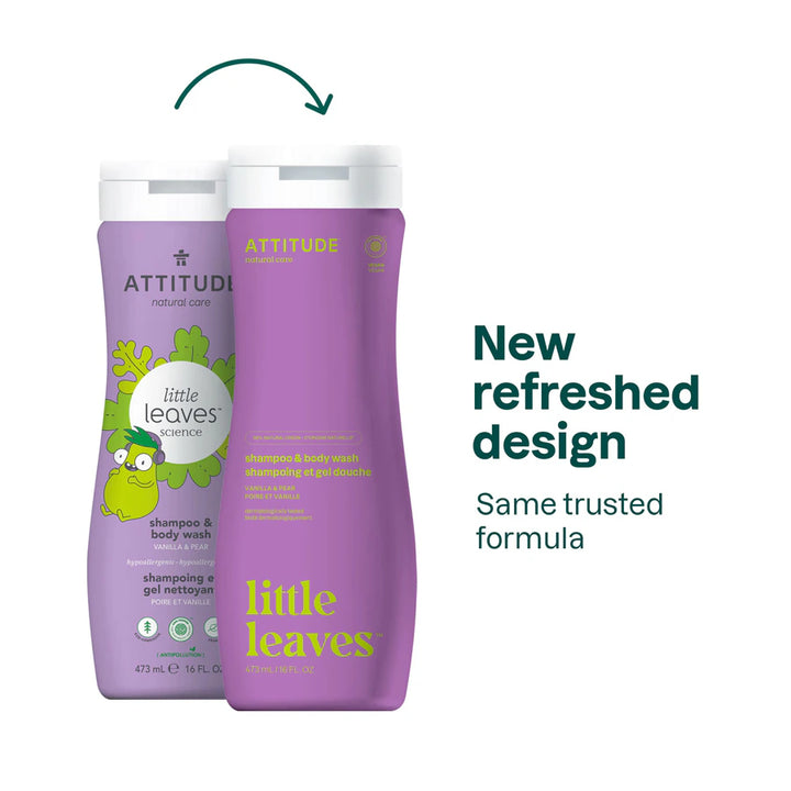 Attitude Little Leaves 2-in-1 Shampoo and Body Wash, Vanilla and Pear 473ml