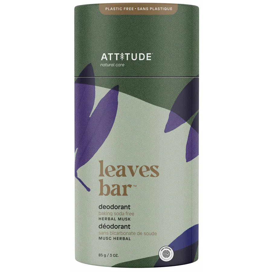 Attitude Super Leaves Plastic Free Deodorant, Herbal Musk 85g