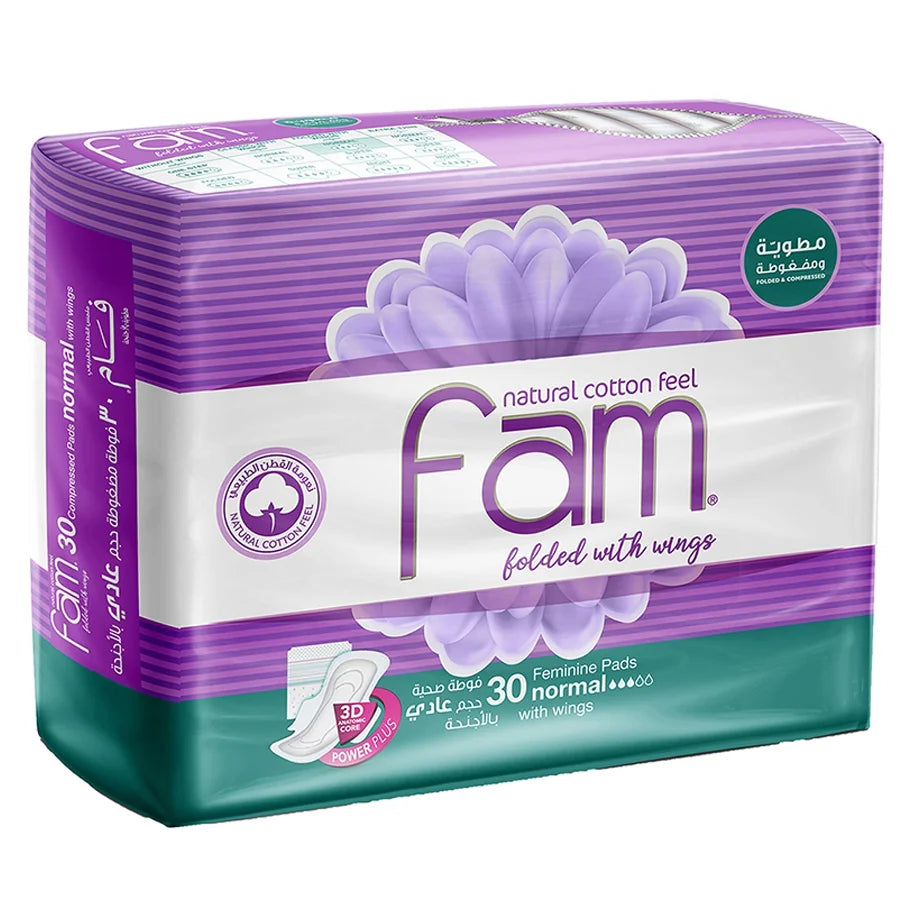 Fam Maxi Thick Folded Normal Sanitary Pads with Wings (30 pcs)